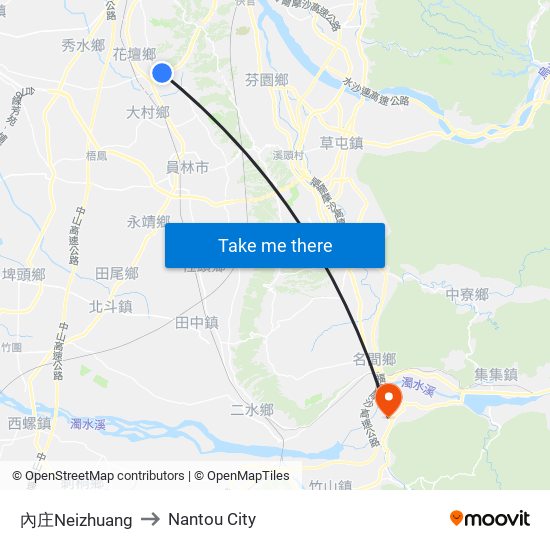 內庄Neizhuang to Nantou City map