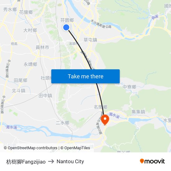 枋樹腳Fangzijiao to Nantou City map