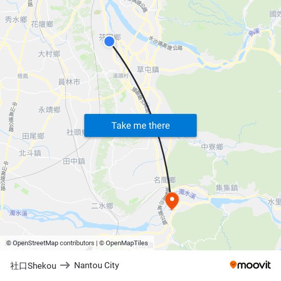 社口Shekou to Nantou City map