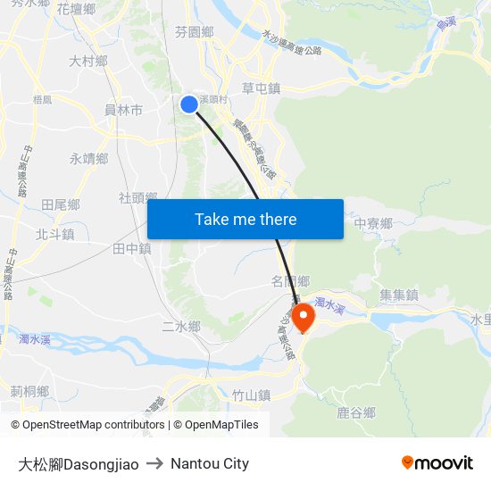 大松腳Dasongjiao to Nantou City map