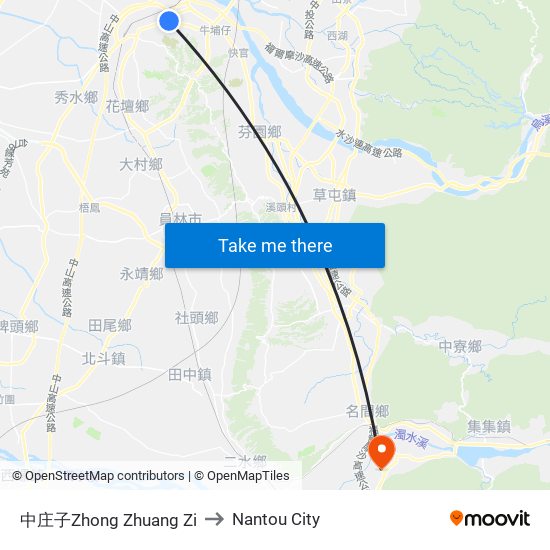 中庄子Zhong Zhuang Zi to Nantou City map