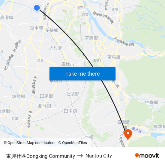 東興社區Dongxing Community to Nantou City map