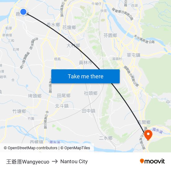 王爺厝Wangyecuo to Nantou City map