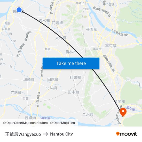 王爺厝Wangyecuo to Nantou City map