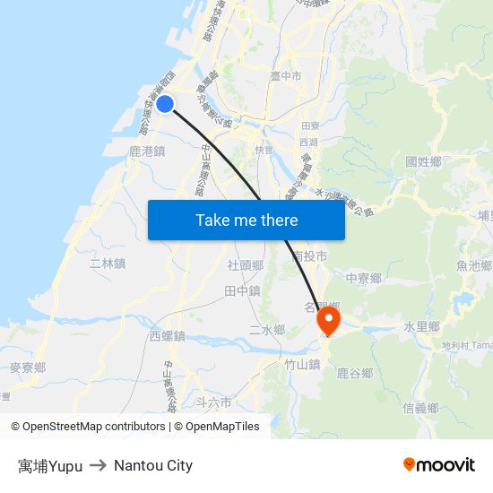 寓埔Yupu to Nantou City map