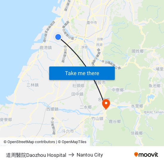 道周醫院Daozhou Hospital to Nantou City map