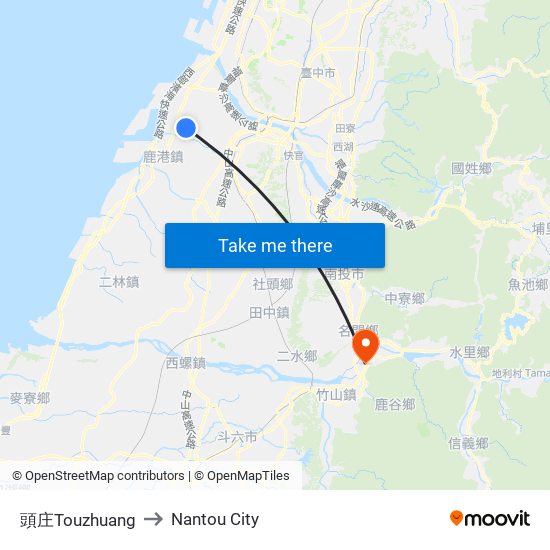 頭庄Touzhuang to Nantou City map