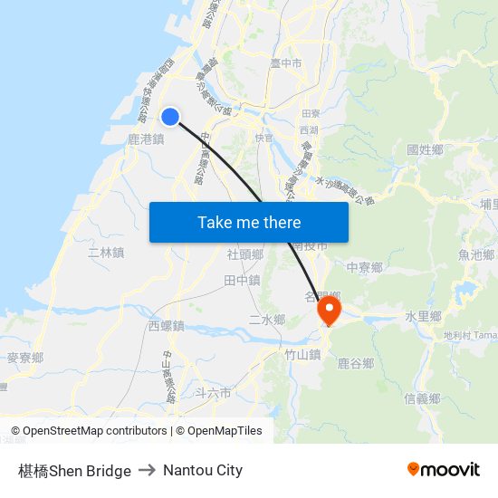 椹橋Shen Bridge to Nantou City map