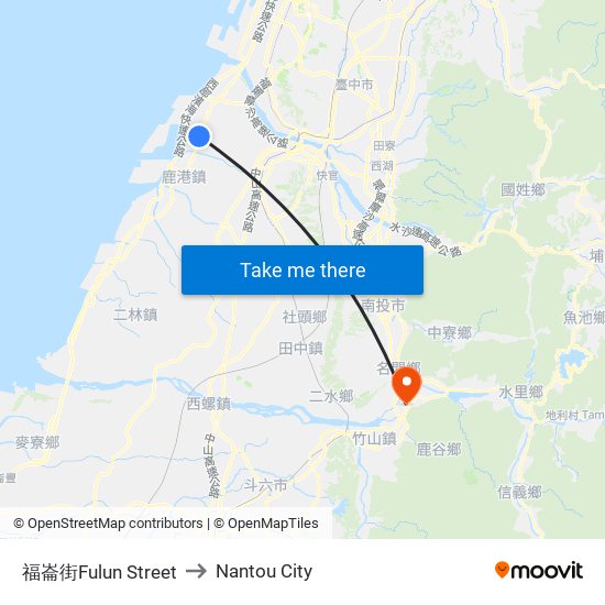 福崙街Fulun Street to Nantou City map