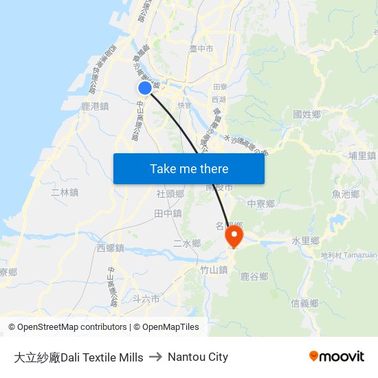 大立紗廠Dali Textile Mills to Nantou City map