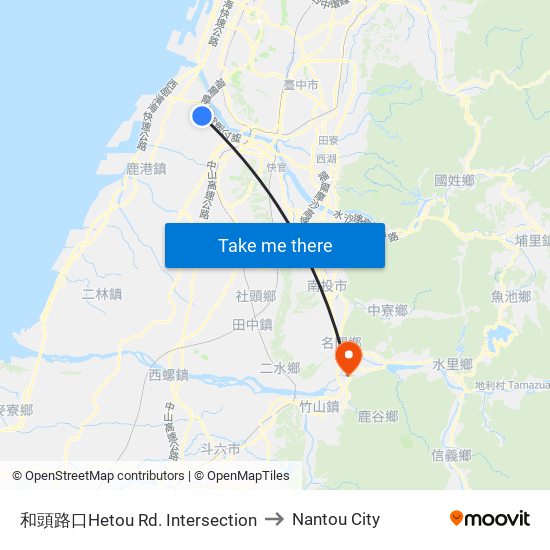 和頭路口Hetou Rd. Intersection to Nantou City map