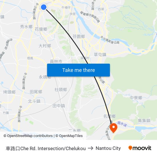 車路口Che Rd. Intersection/Chelukou to Nantou City map