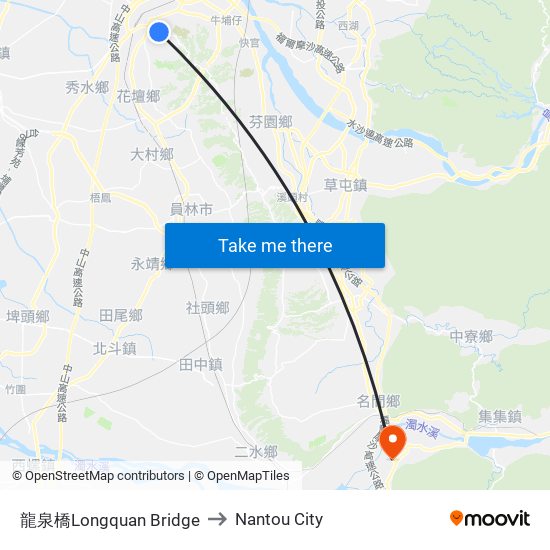 龍泉橋Longquan Bridge to Nantou City map