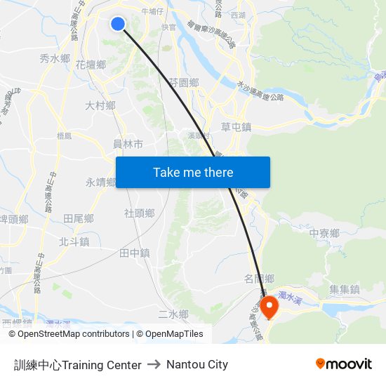 訓練中心Training Center to Nantou City map