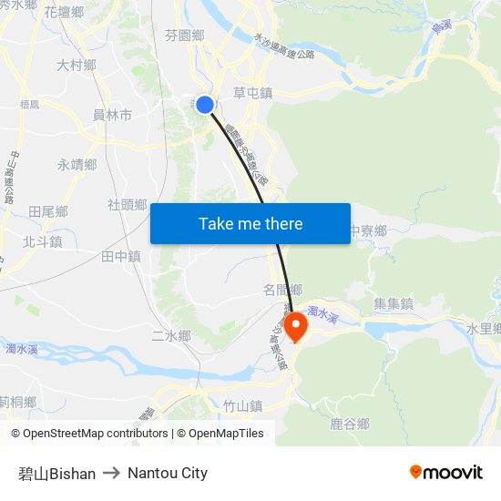 碧山Bishan to Nantou City map