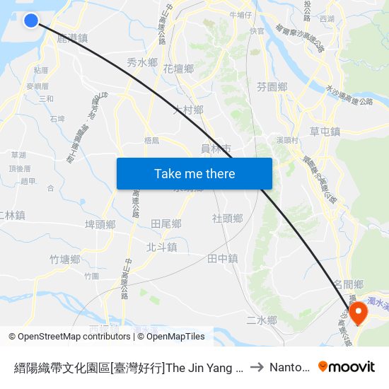縉陽織帶文化園區[臺灣好行]The Jin Yang Ribbon Cultural Park to Nantou City map