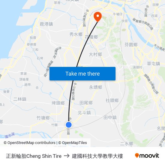 正新輪胎Cheng Shin Tire to 建國科技大學教學大樓 map