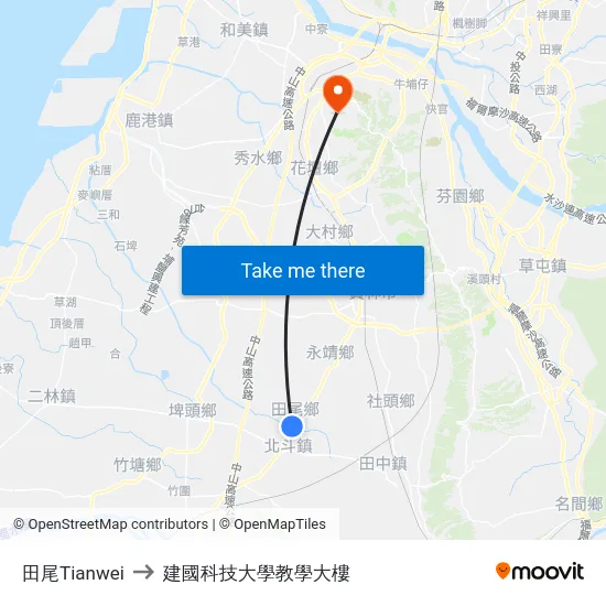 田尾Tianwei to 建國科技大學教學大樓 map