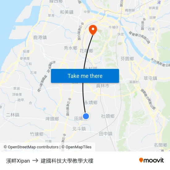 溪畔Xipan to 建國科技大學教學大樓 map