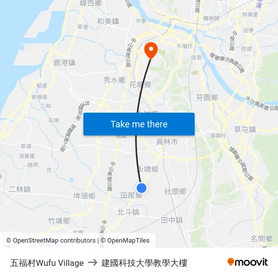 五福村Wufu Village to 建國科技大學教學大樓 map