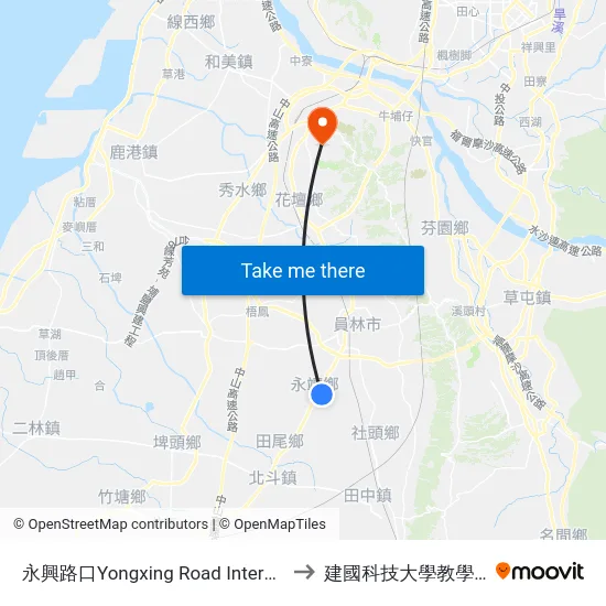 永興路口Yongxing Road Intersection to 建國科技大學教學大樓 map