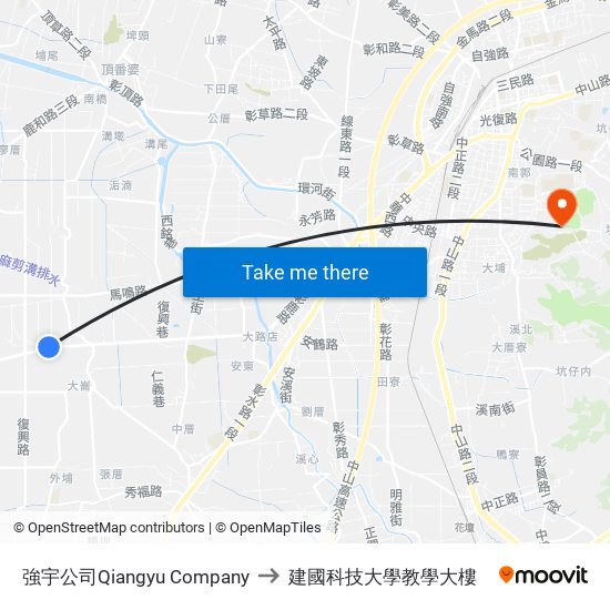 強宇公司Qiangyu Company to 建國科技大學教學大樓 map