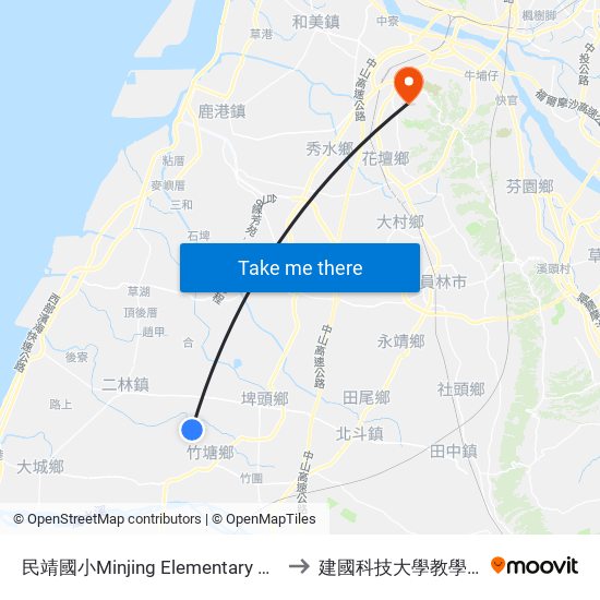民靖國小Minjing Elementary School to 建國科技大學教學大樓 map
