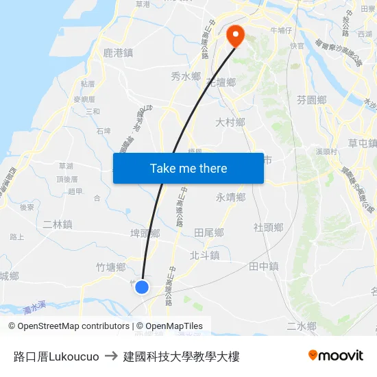 路口厝Lukoucuo to 建國科技大學教學大樓 map