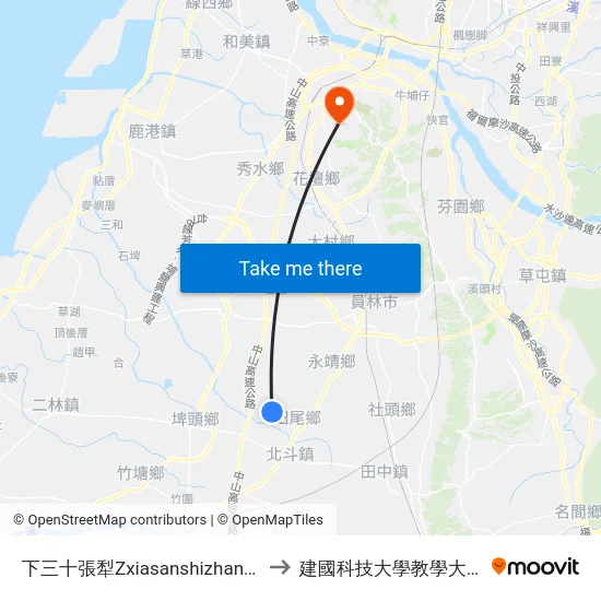 下三十張犁Zxiasanshizhangli to 建國科技大學教學大樓 map