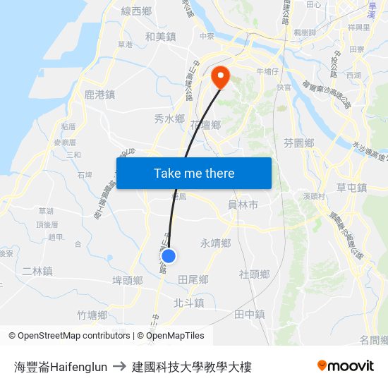 海豐崙Haifenglun to 建國科技大學教學大樓 map