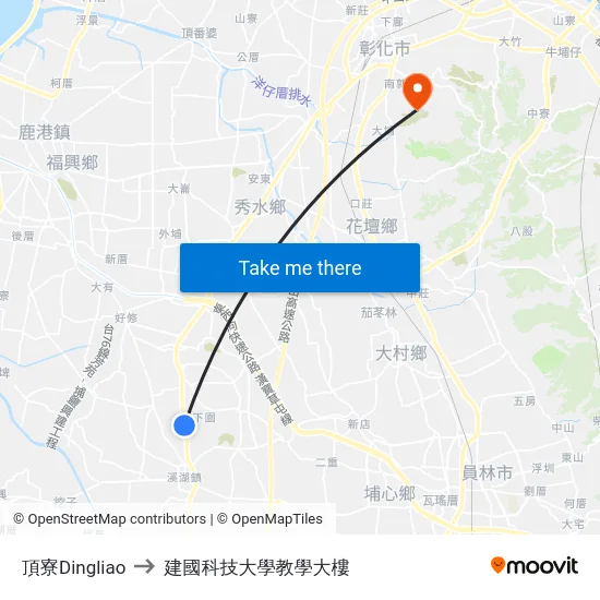 頂寮Dingliao to 建國科技大學教學大樓 map