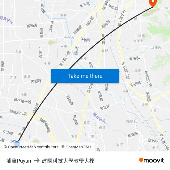 埔鹽Puyan to 建國科技大學教學大樓 map