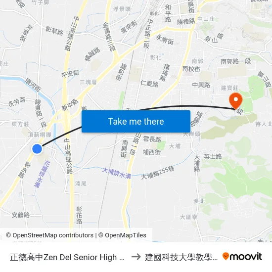 正德高中Zen Del Senior High School to 建國科技大學教學大樓 map