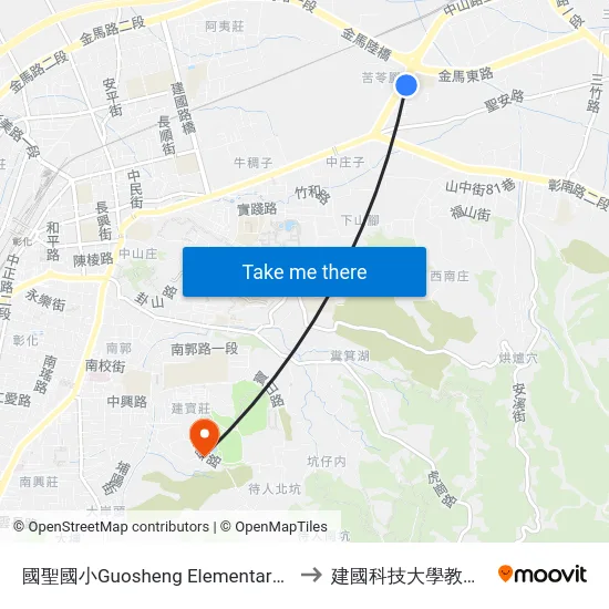 國聖國小Guosheng Elementary School to 建國科技大學教學大樓 map