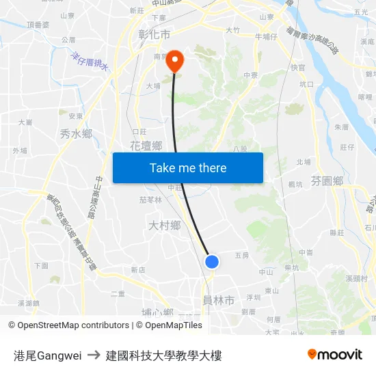 港尾Gangwei to 建國科技大學教學大樓 map