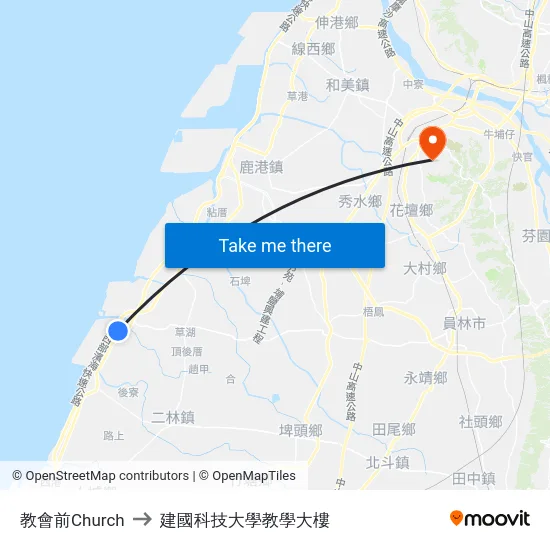 教會前Church to 建國科技大學教學大樓 map
