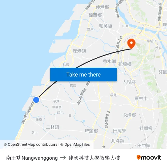 南王功Nangwanggong to 建國科技大學教學大樓 map