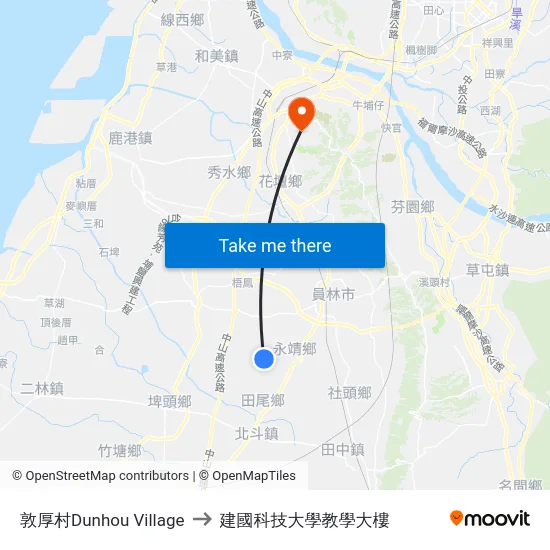 敦厚村Dunhou Village to 建國科技大學教學大樓 map