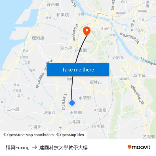 福興Fuxing to 建國科技大學教學大樓 map