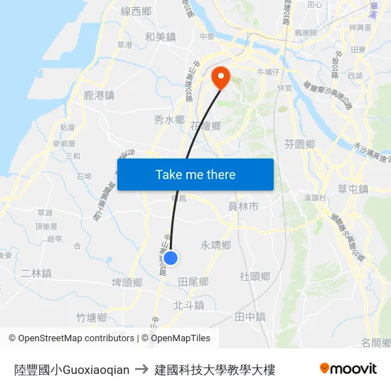 陸豐國小Guoxiaoqian to 建國科技大學教學大樓 map