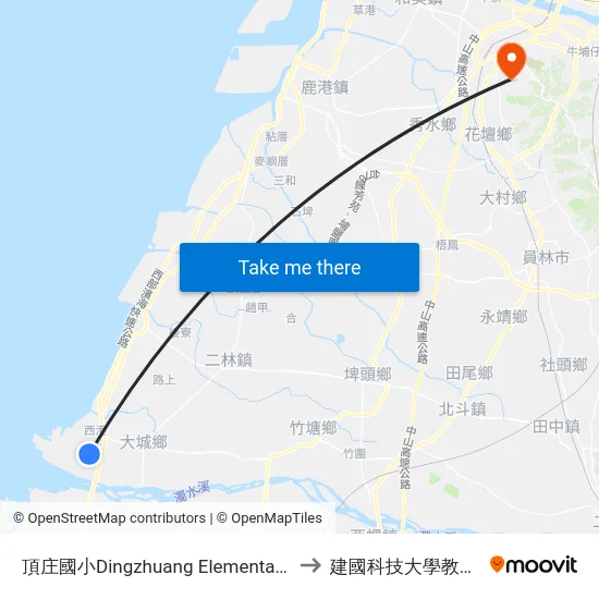 頂庄國小Dingzhuang Elementary School to 建國科技大學教學大樓 map