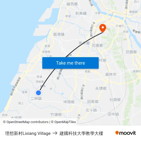 理想新村Lixiang Village to 建國科技大學教學大樓 map