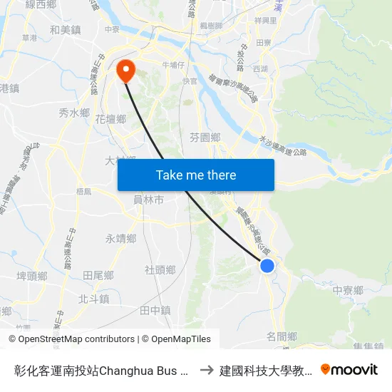 彰化客運南投站Changhua Bus Nantou Bus to 建國科技大學教學大樓 map