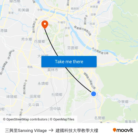 三興里Sanxing Village to 建國科技大學教學大樓 map