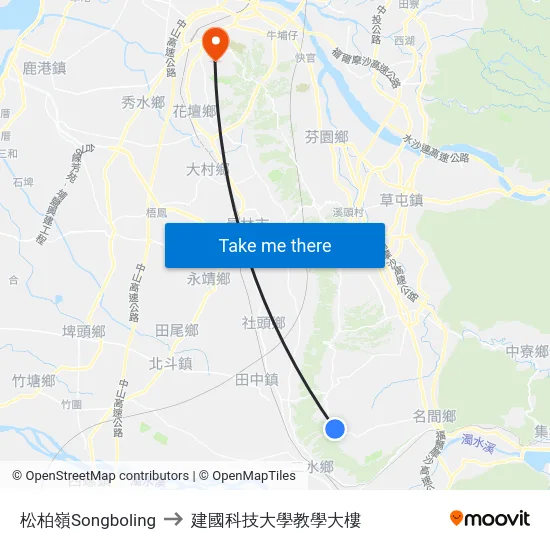 松柏嶺Songboling to 建國科技大學教學大樓 map