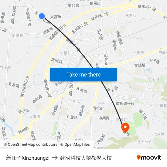 新庄子Xinzhuangzi to 建國科技大學教學大樓 map