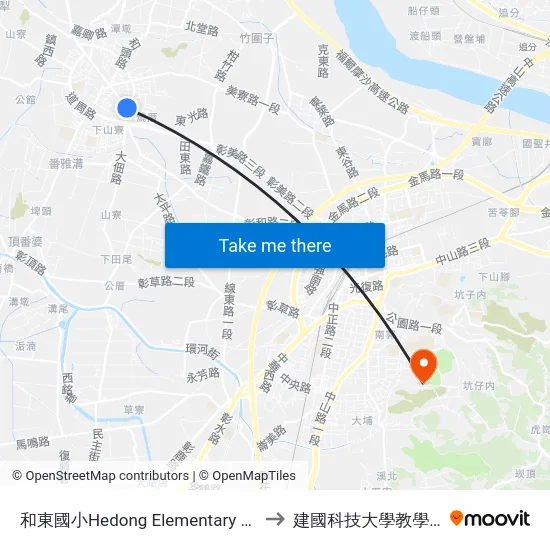 和東國小Hedong Elementary School to 建國科技大學教學大樓 map