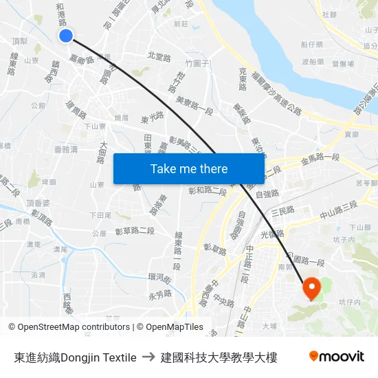 東進紡織Dongjin Textile to 建國科技大學教學大樓 map