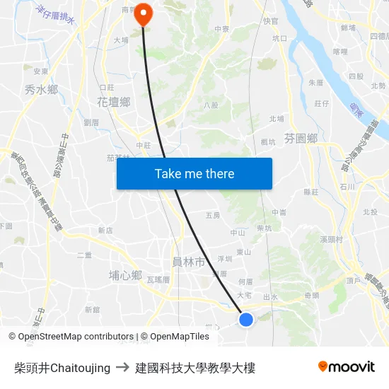 柴頭井Chaitoujing to 建國科技大學教學大樓 map