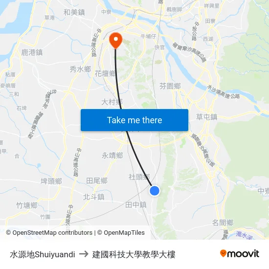 水源地Shuiyuandi to 建國科技大學教學大樓 map